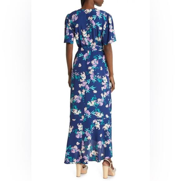 CHELSEA28 Women’s Print Wrap Dress - Navy Floral Sz XXS - Picture 5 of 9